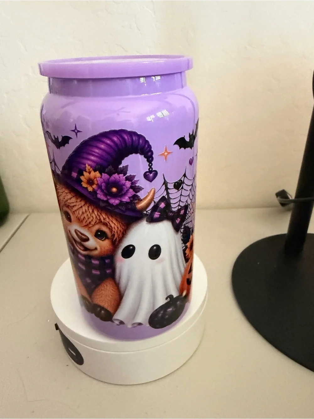 Purple Halloween Witch Bear Party Stainless steel 16 oz tumbler